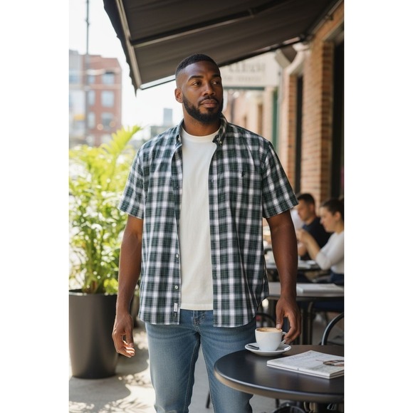 Polo Ralph Lauren Other - Polo Ralph Lauren Men's size XL Untucked Green Madras Plaid Short Sleeve Shirt